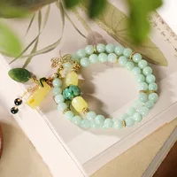 SA SILVERAGE Butterfly Leaves Ladies Bracelet S925 Sterling Silver Natural Emerald Beeswax Jasper Personality Bracelets Jewelry