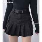 Rockmore Эстетическая Сексуальная мини-юбка с высокой талией, плиссированная с буквенным принтом Harajuku, одежда в Корейском стиле, белая юбка для ночного клуба