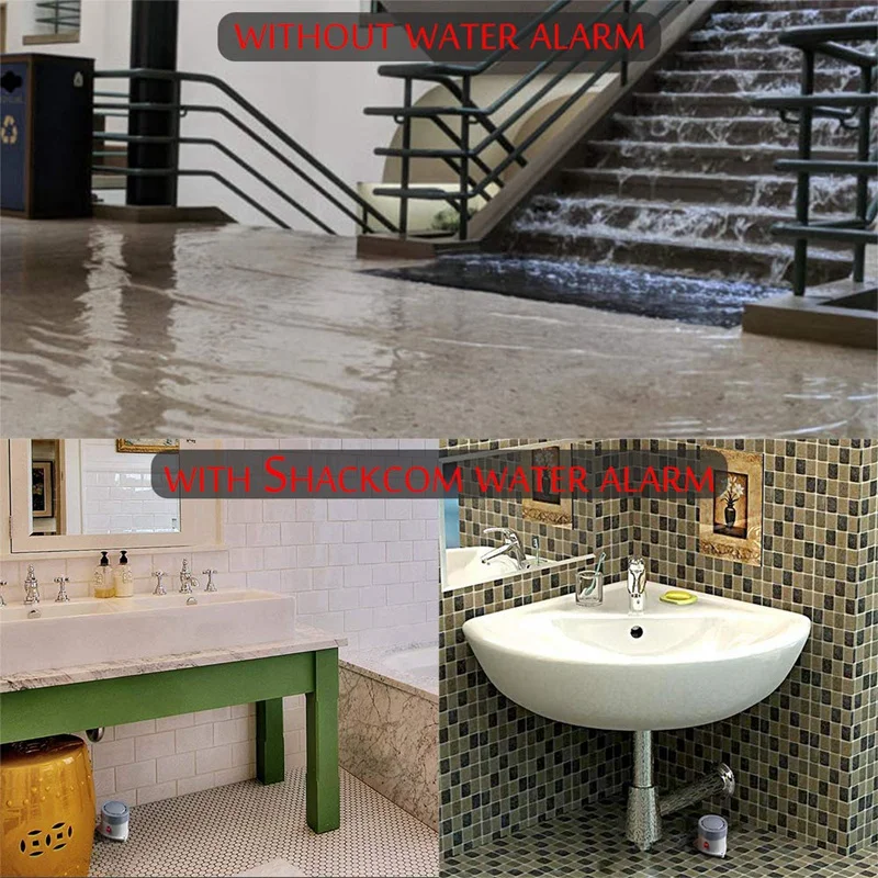 Подвальный детектор утечки воды Датчик потока для обнаружения 110 дБ беспроводной