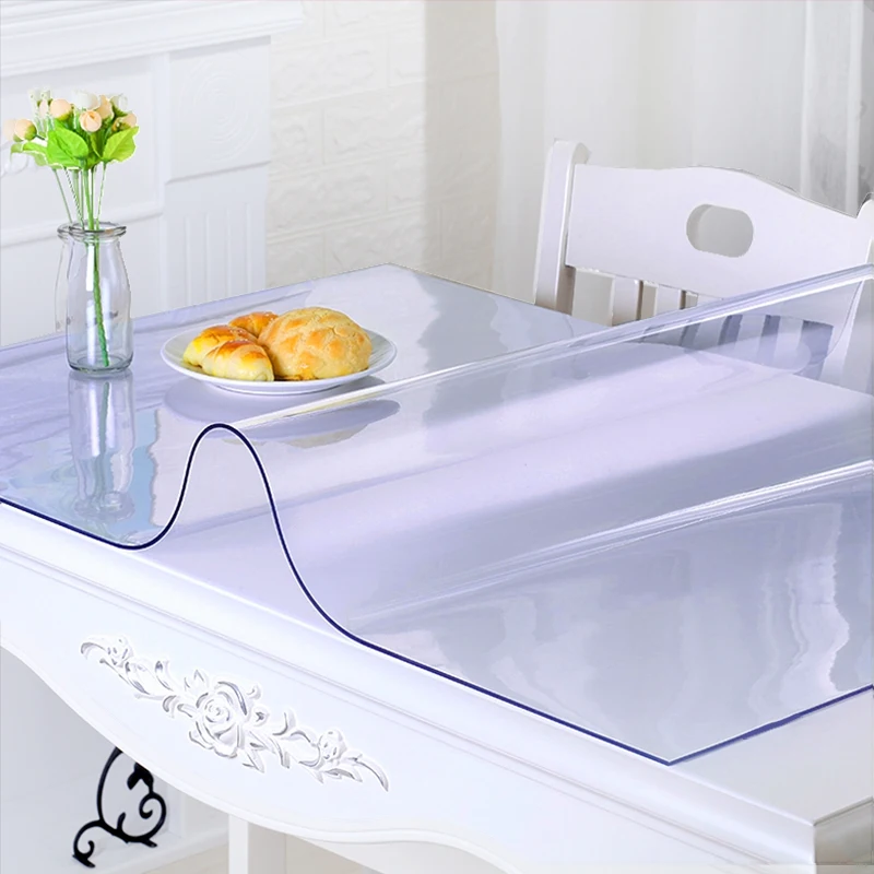 Transparent PVC Tablecloth 1.0mm thick cover protector Tablecloth Transparent Waterproof Tablew oilproof table covers home