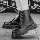 Кожаная обувь для мужчин, ботинки на платформе, Зимние ботильоны Martin, черные панковские ботинки на массивной подошве, женские плюшевые теплые ботинки для снега