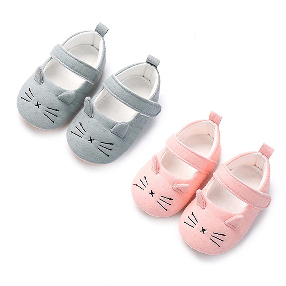

Туфли Мэри Джейн на плоской подошве для маленьких девочек 0-18 месяцев, Нескользящие, с мягкой подошвой, Симпатичные котята, Свадебная обувь д...
