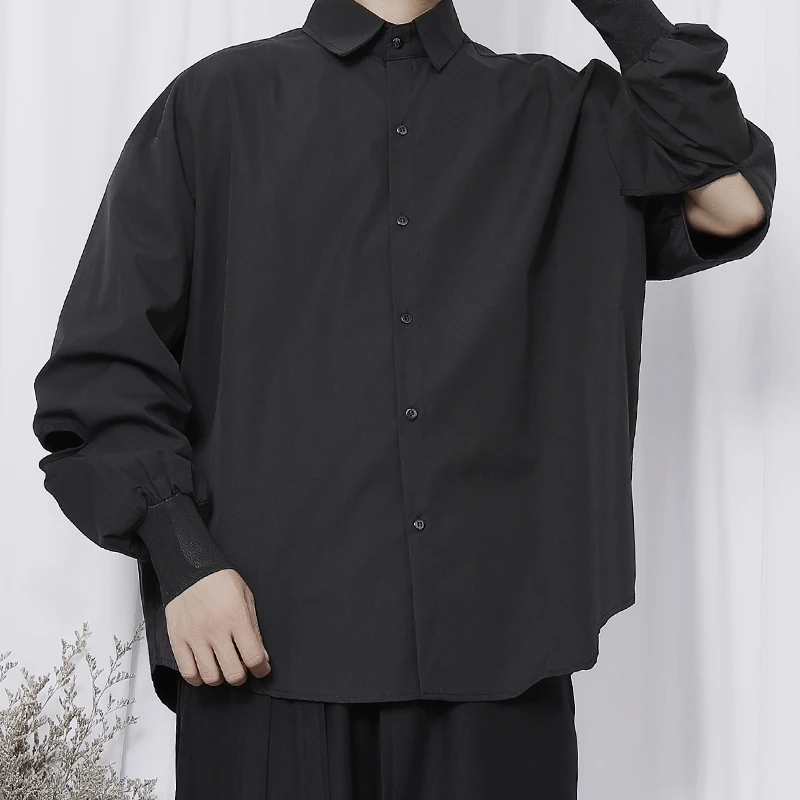 Men's Long-Sleeve Shirt Spring And Autumn New Classic Simple Japanese Sleeve Hole Design Fashion Men's Large Size Shirt