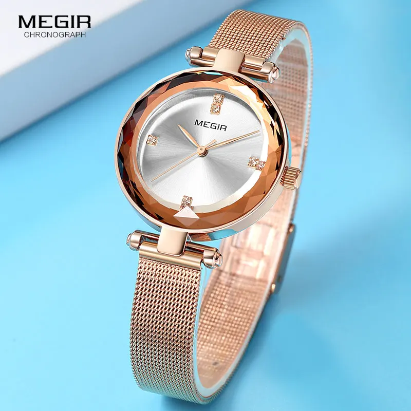 Часы MEGIR женские модные повседневные водонепроницаемые кварцевые с сетчатым