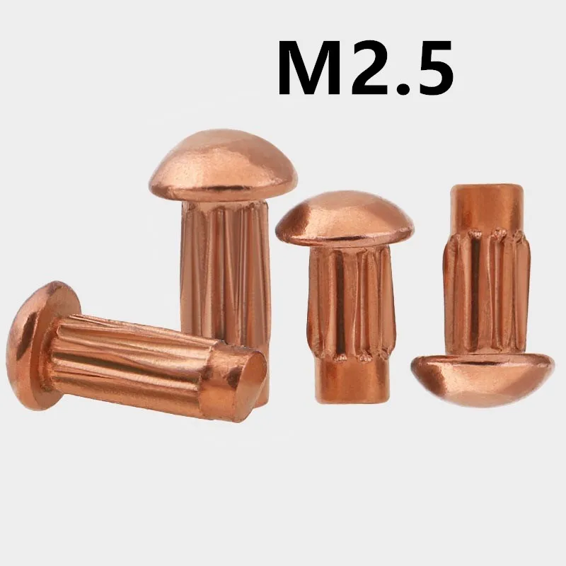 

200PCS GB827 M2.5x4/5/6/8mm Knurled Solid Copper Rivets For Name Plate