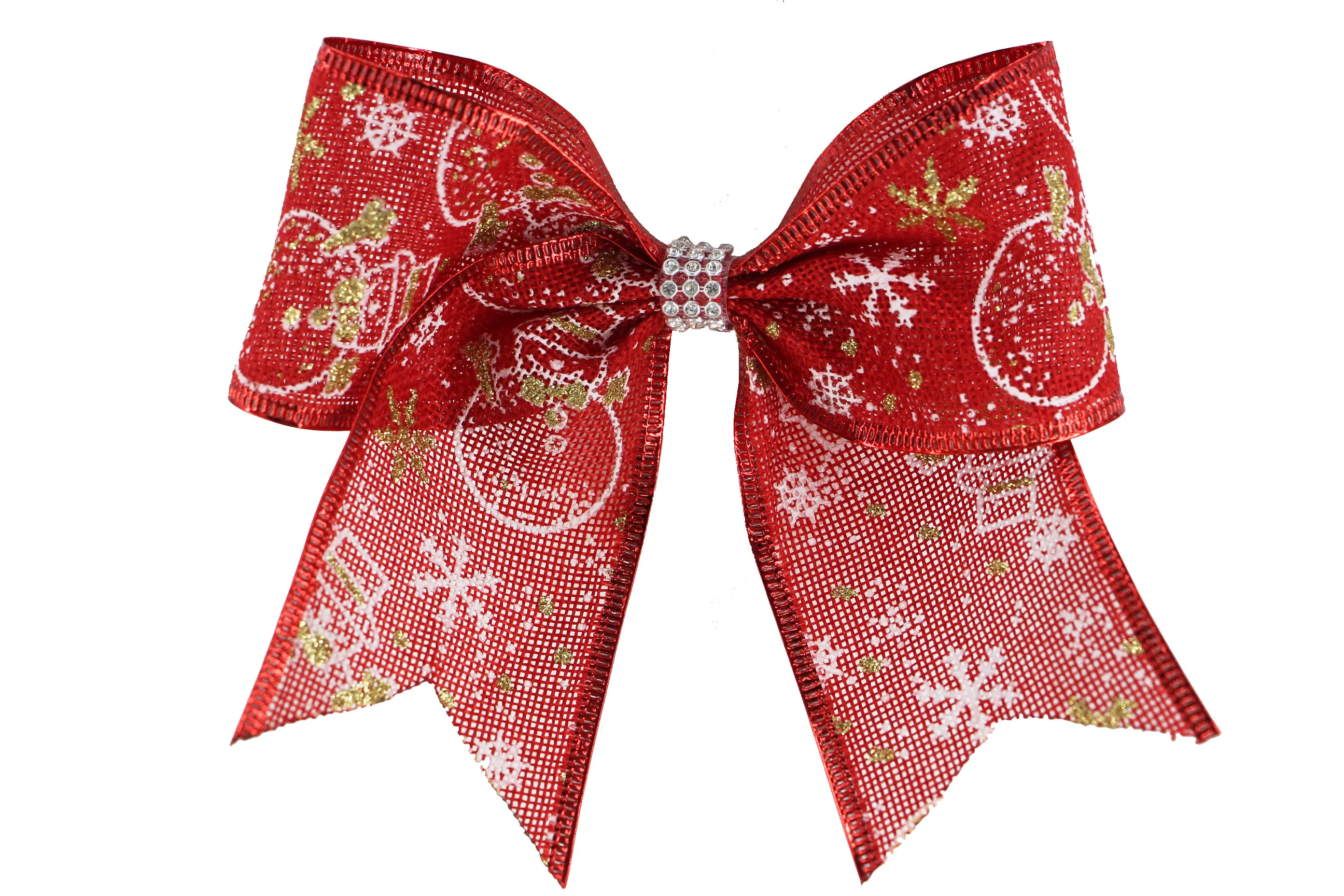 

7inch organza Christmas Cheer Bow wire locking Ribbon hair bow Girls Christams Holder Kids Christmas Gift