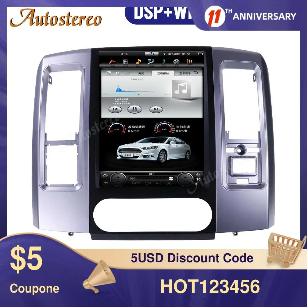 

Мультимедийная магнитола для Dodge RAM 2008-2013 Android 9,0, вертикальный экран, GPS-навигация, автомобильный радиоприемник, магнитофон, стерео головное устройство