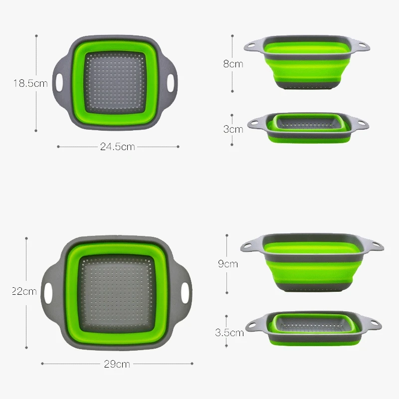 Складной силиконовый дуршлаг корзина для мытья фруктов и овощей складной ситечко с ручкой кухонные