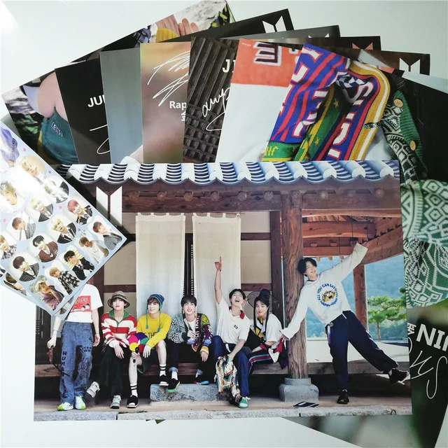 Синий 8*(42x29 см) Новые Bangtan Boys Jung Kook плакаты настенные наклейки подарок - Цвет: Синий