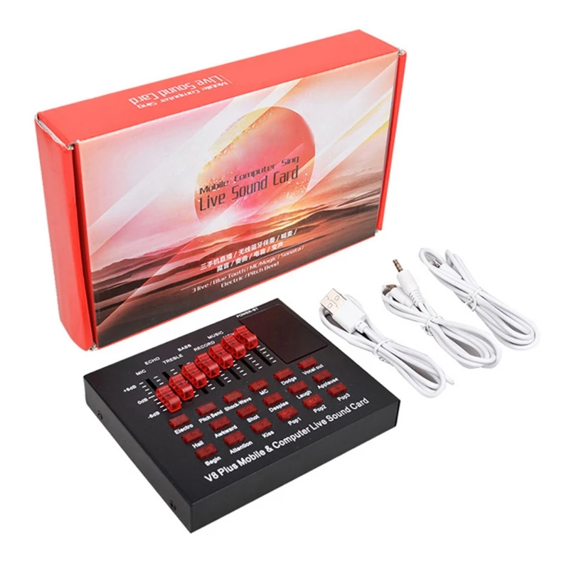 Портативная звуковая карта V8 смеситель с функцией изменения голоса USB интерфейс