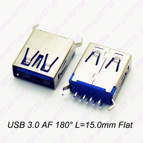 

10PCS Female USB 3.0 Connector Socket USB 3.0 Jack 180degree 2 Bent Feet L=15mm DIP H-Speed Data Transmission Flat Mouth