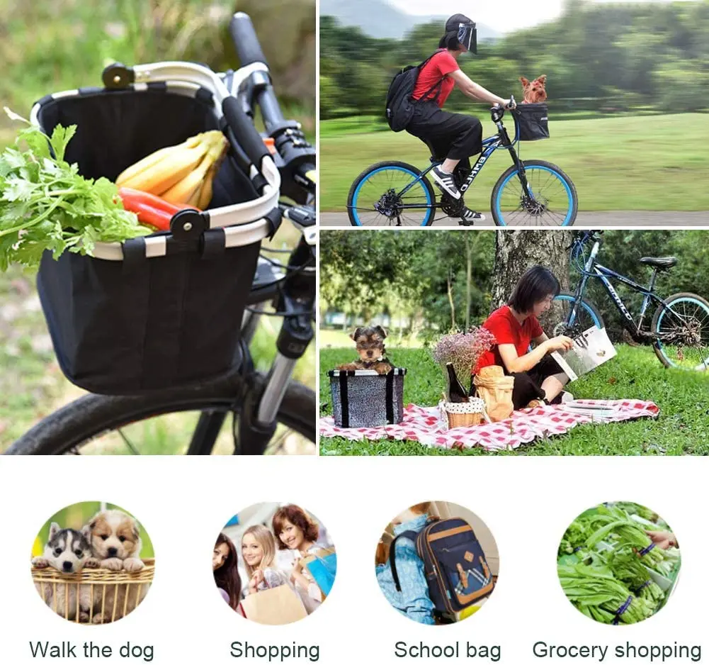 

WEST BIKING Bicycle Basket Pet Cat Dog Carrier Folding Detachable Picnic Shopping Bag Bike Dog Basket Mountain Cycling Front Bag