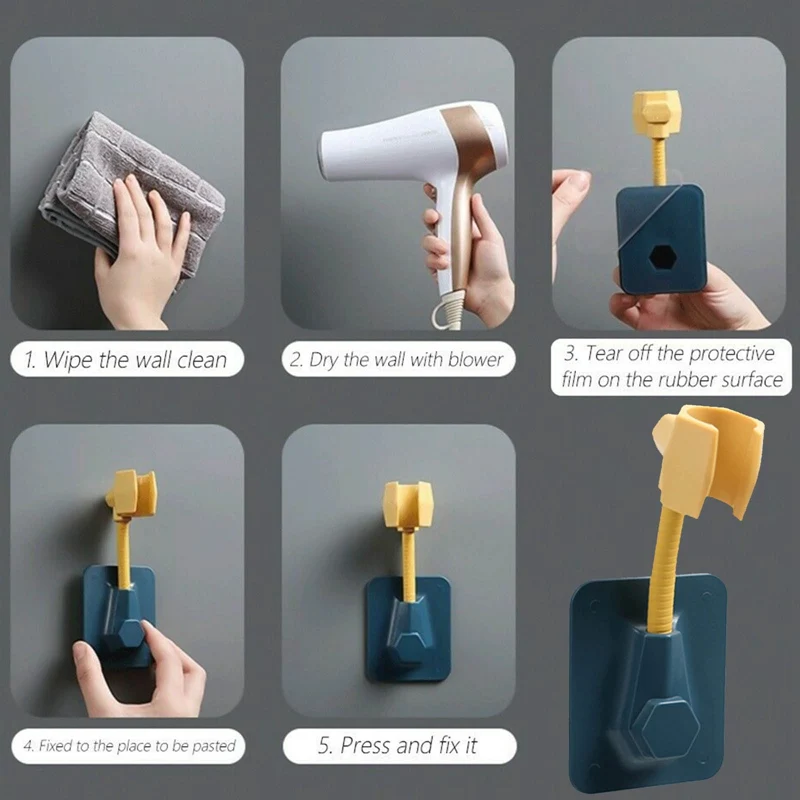 

Self-Adhesive Wall-Mount Adjustment Shower Bracket Strong Attachable Shower Head Holder Multifunctional Shower Bracket
