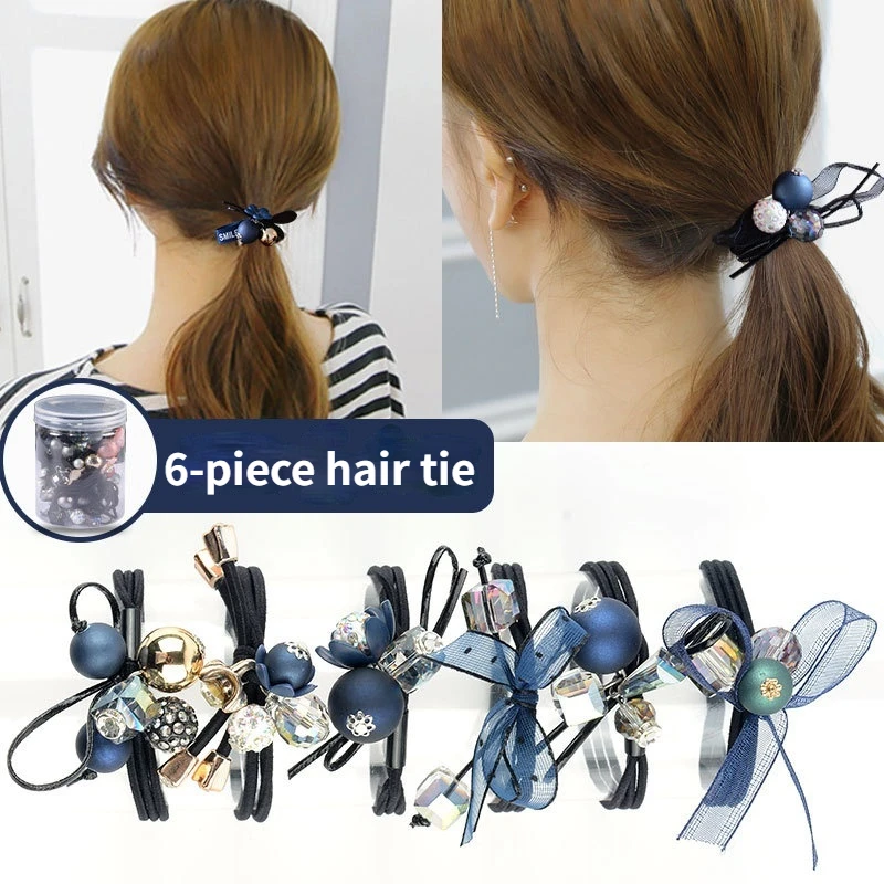 

6 Piece Hair Tie Women's Hair Tie Hair Rubber Band Hair Rope Adult Hair Accessory Fresh and Simple Personality Lady Headdress