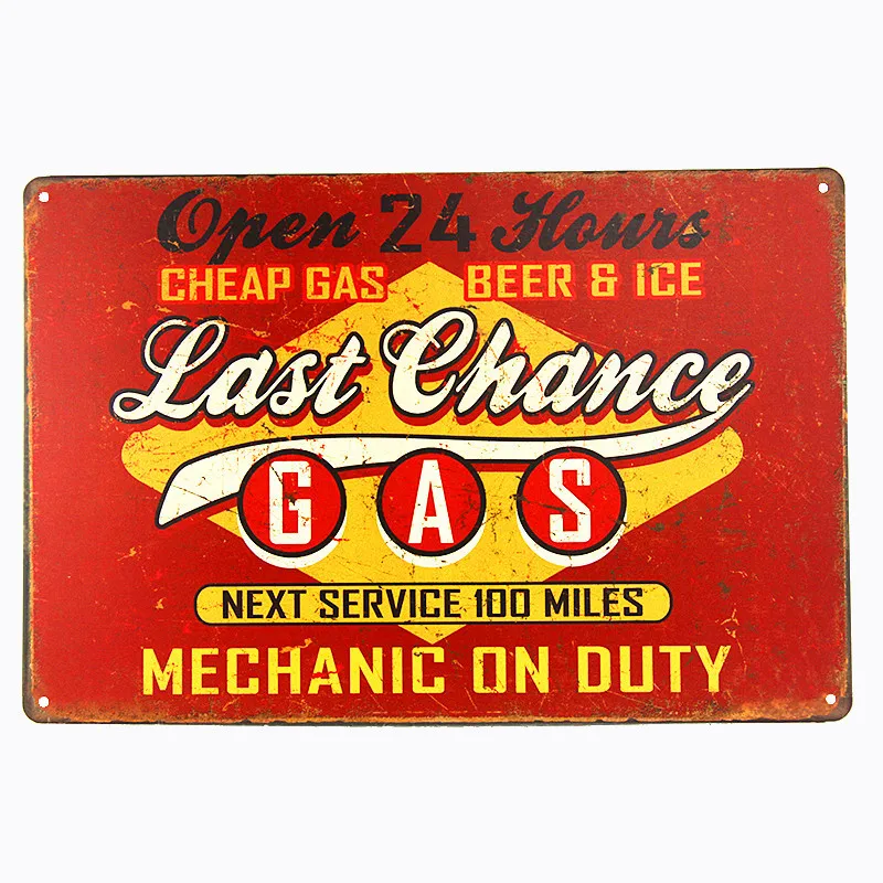 

Last Chance Gas Station Tin Metal Sign Car Automotive