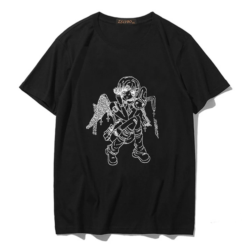 

Black Cotton T-Shirts Harajuku Woman Tshirts Y2k Tops Aesthetic Vintage Femme T-shirts Korean Style Oversized Short Sleeve
