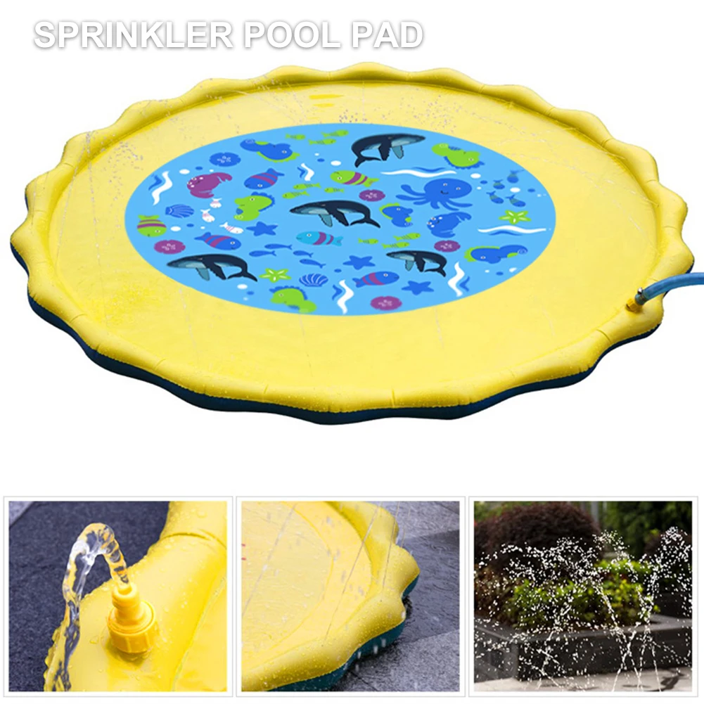

67inch Swimming Game Lawn Inflatable Mat Fountain Splash Summer Wading Pool Water Play Purling Toys Party Sprinkler Pad For Kids