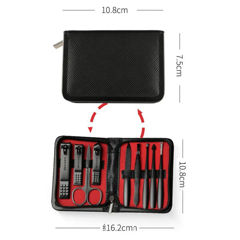

Combo Nail Clipper Set 9-piece Square Package High-carbon Steel Home Travel Portable Manicure Manicure Pedicure Tool