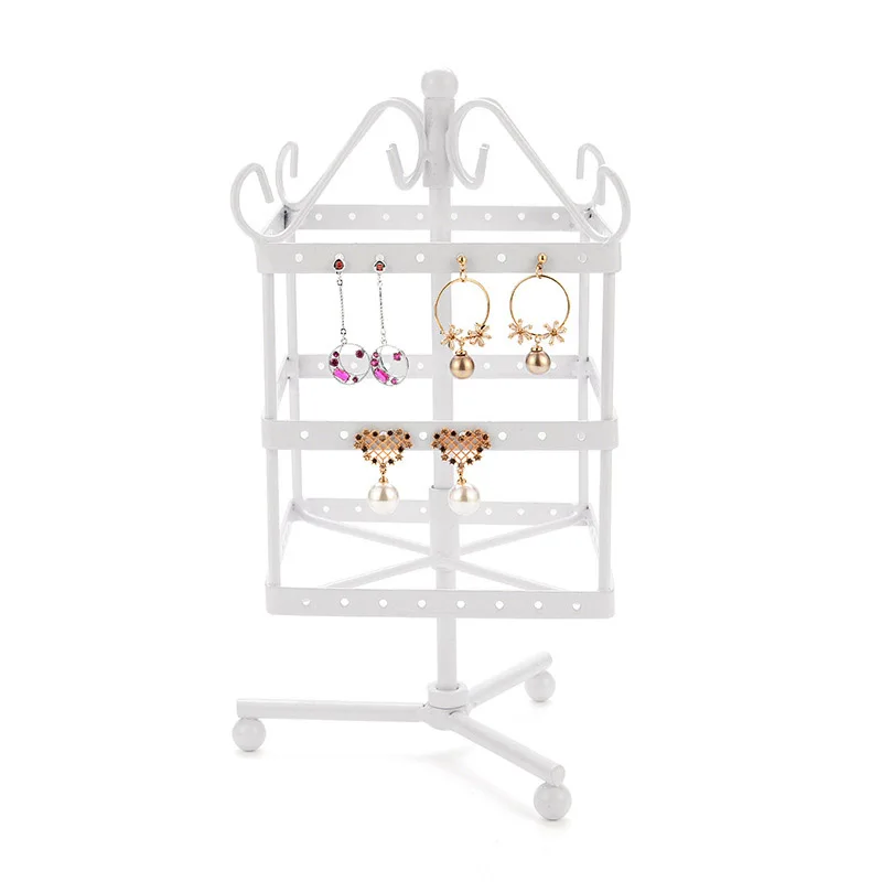 

96 отверстий серьги ожерелье ювелирные изделия дисплей полка вращающийся металлический стенд держатель LXH