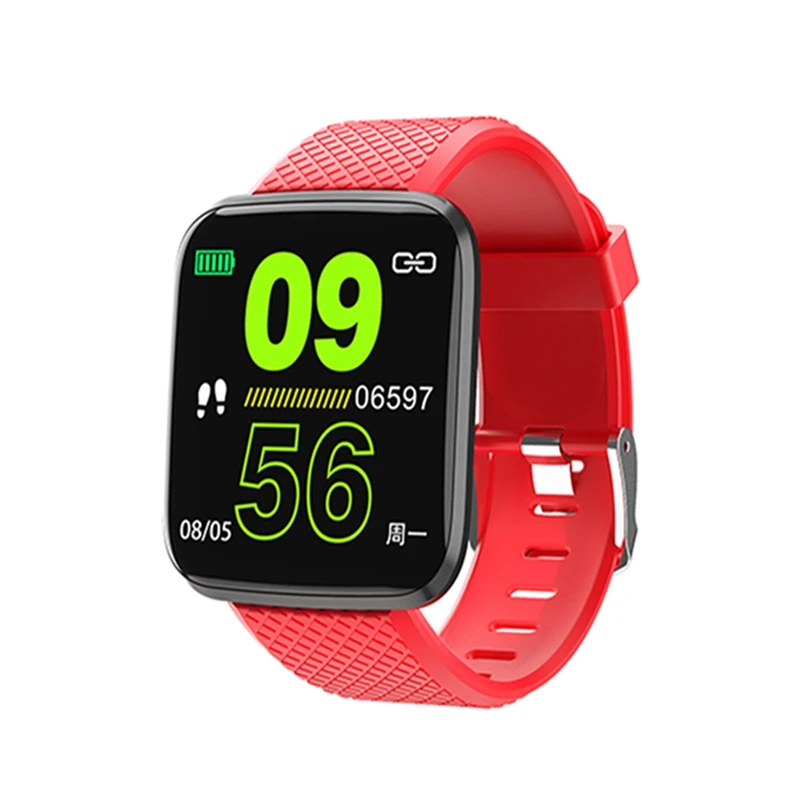 116 Plus2 red Новинка 116 Pro/Plus2 обновление пользовательского интерфейса Смарт часы HR Монитор артериального давления Мульти Спорт напоминание фитнес Смарт часы для дропшиппинг - Цвет: 116 Plus2 red