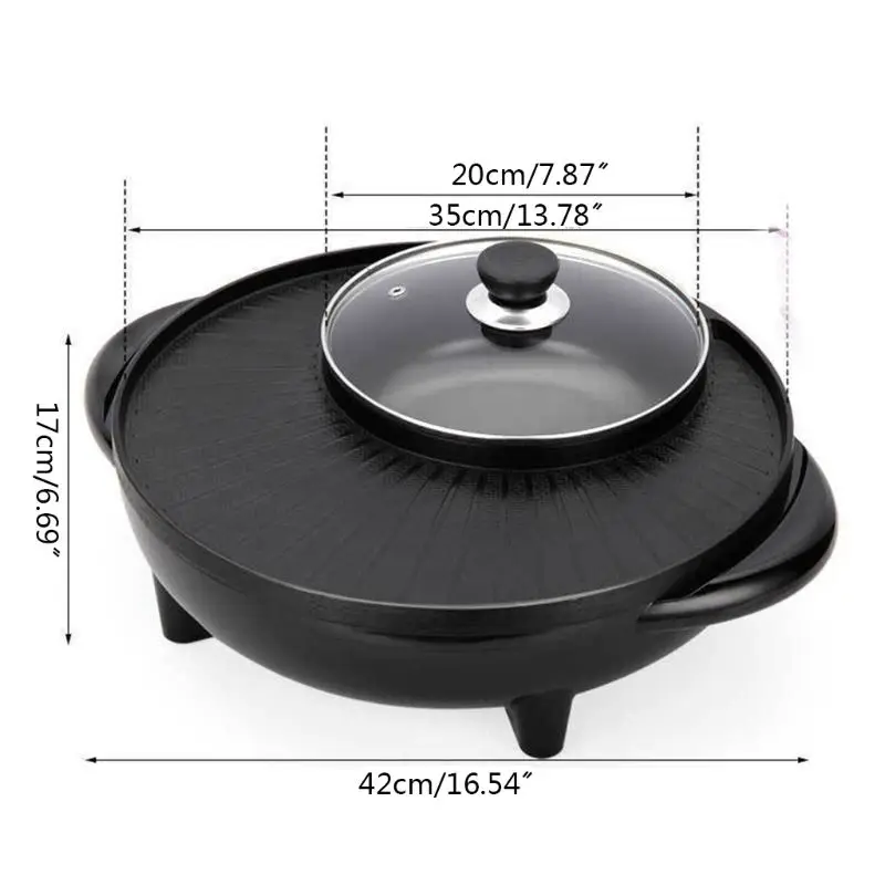 

2 in 1 Barbecue Hot Pot Electric 1700W 220V Multi-Function Home Party Grill Pan