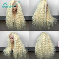deep wave lace front wig 613 white blonde women human hair wigs 13x6 brazilian remy hair transparent pre plucked 150 qearl