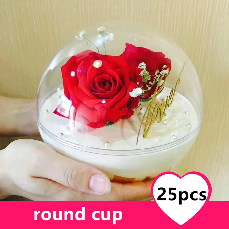 

25 шт., прозрачные пластиковые чашки с крышкой, 120 мл