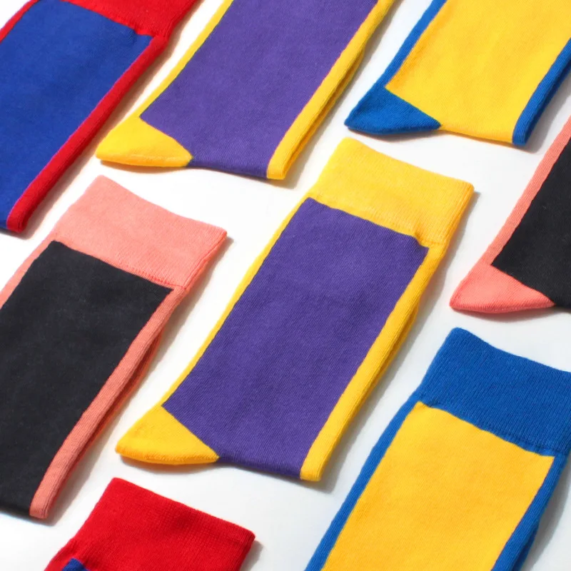 

Autumn and Winter New Cotton Socks Boys and Girls Simple Business Socks In Stock Solid Color Line Couple Socks