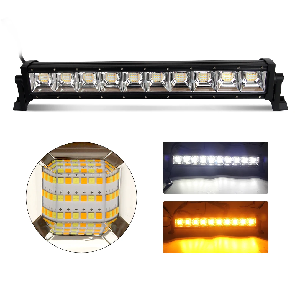 

Boat Light Adjustable Color Temperature Dual Color Amber Strobe 4x4 Offroad 22inch Single Row Led Light Bar
