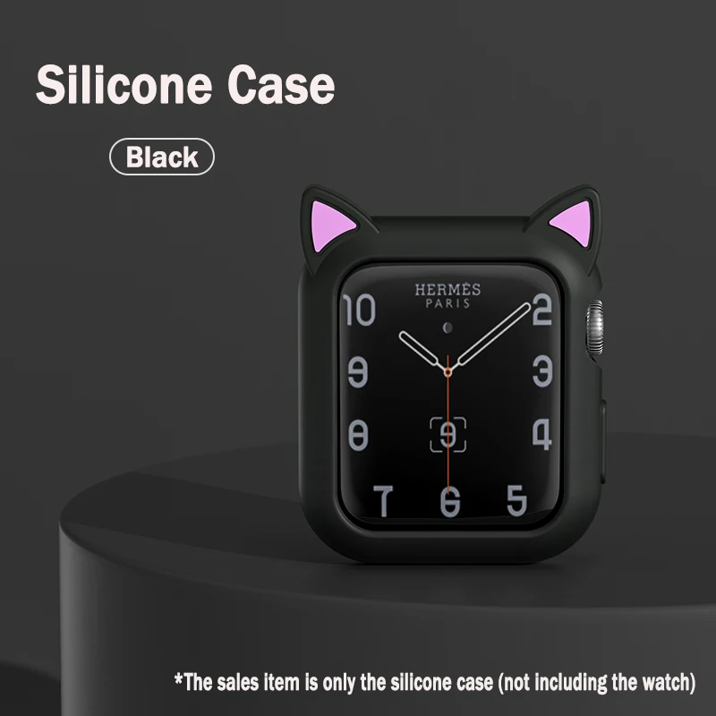 

Watch Protection Cover For Apple Watch 4 5 6 se 40mm 44mm Soft Silicone Cartoon Cat Ears Case For iWatch Series 3 2 42mm 38mm