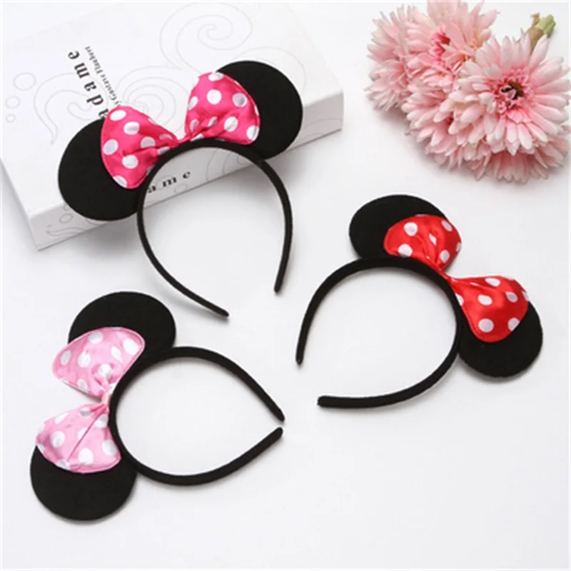 

Lovely Girls Bows Knot Minnie Mickey Ears Birthday Party Favors Kids Headwear Photography Hair Accessories Christmas Headbands