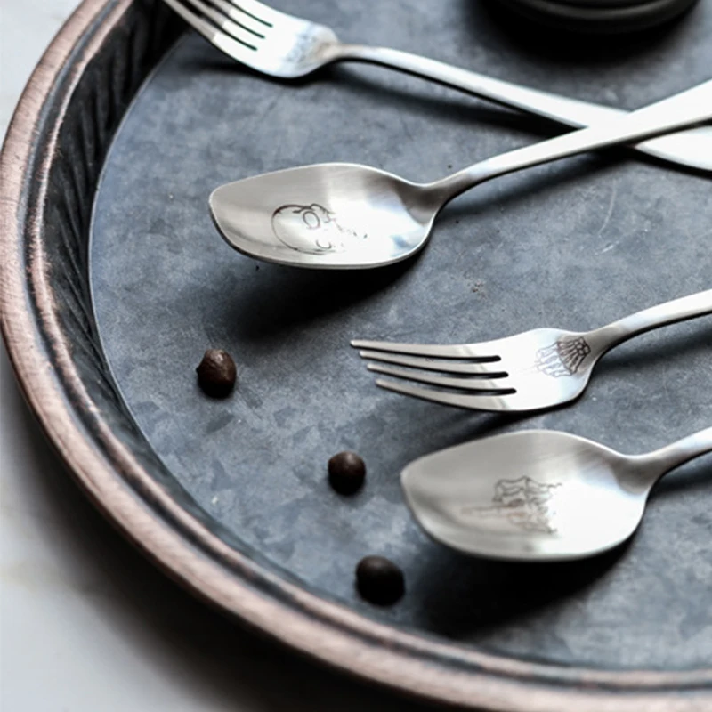 Ложки из нержавеющей стали 304 ложки для салата фруктов вилки товары дома кухонные