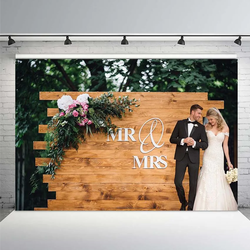 

Wedding Backdrop Wood Rustic Wedding Photography Background Outdoor Vintage Party Decor Banner Photo Booth Studio Custom