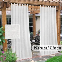 2021 new natural linen white outdoor curtain panels for patiogarden for detachable sticky tab top waterproof curtains