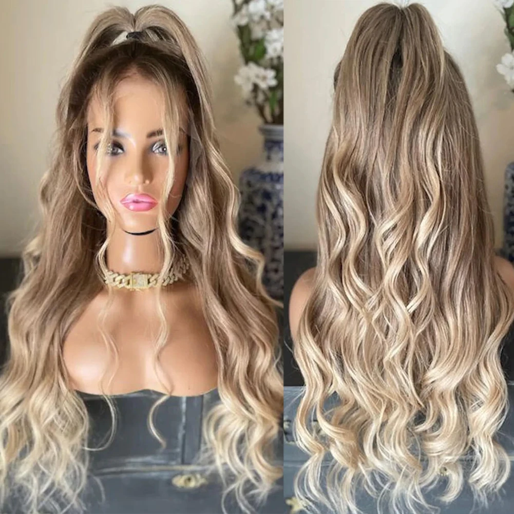 

Loose Wave Full Lace Human Hair Wigs for Women 28‘’ Ashy Blonde 13x4 Lace Front Wig Pre Plucked with Baby Hair Remy Hair 150%