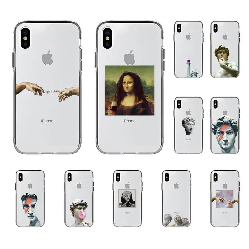 

Mona Lisa Art David lines Phone Case for iphone 13 8 7 6 6S Plus X 5S SE 2020 XR 11 12 pro XS MAX