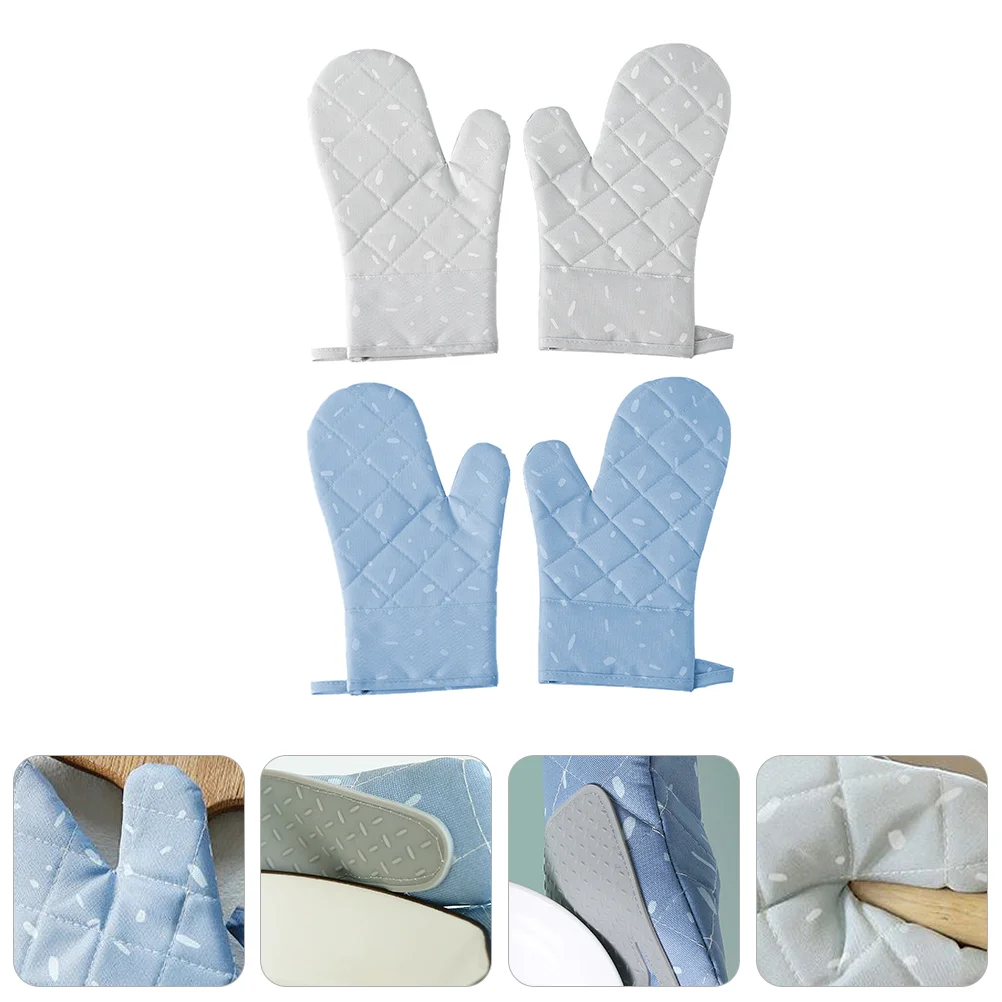 

2 Pairs Oven Mitts Heat Resistant Kitchen Anti-scald Cooking