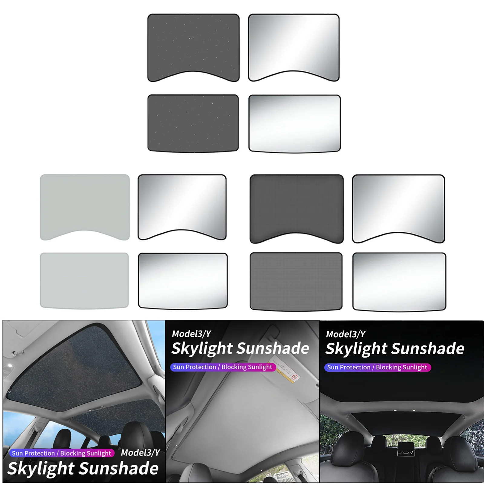 

Roof Sunroof Cover Window Sun Shade Coated Cloth Set for Tesla Model 3 Y