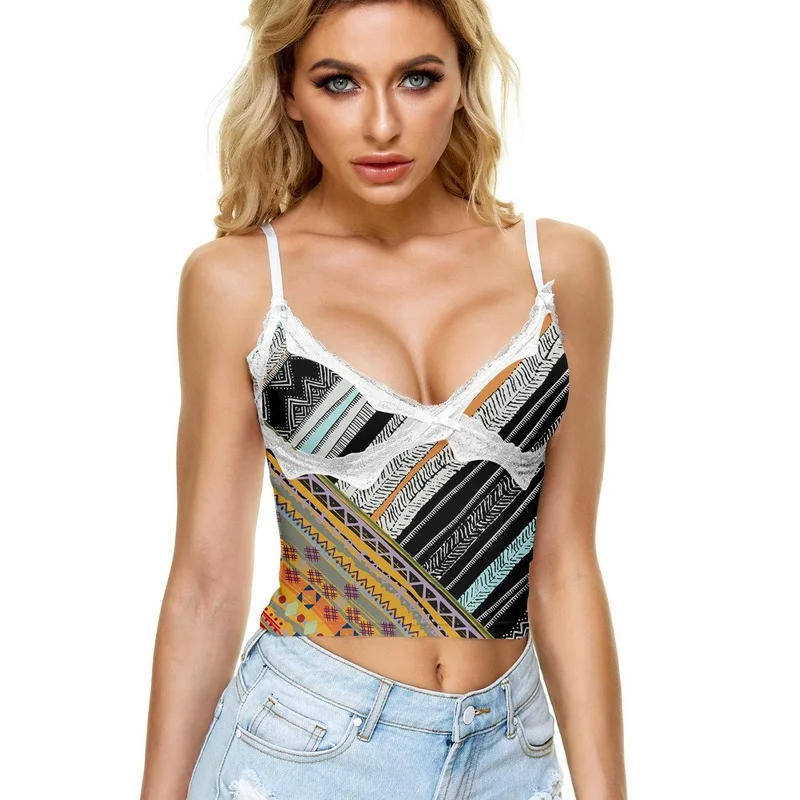 

Women Summer Top Tank Top Suspenders Vest V-neck Chest 3d Print Top Seamless Female Casual Tank Tops Size XXS-6XL