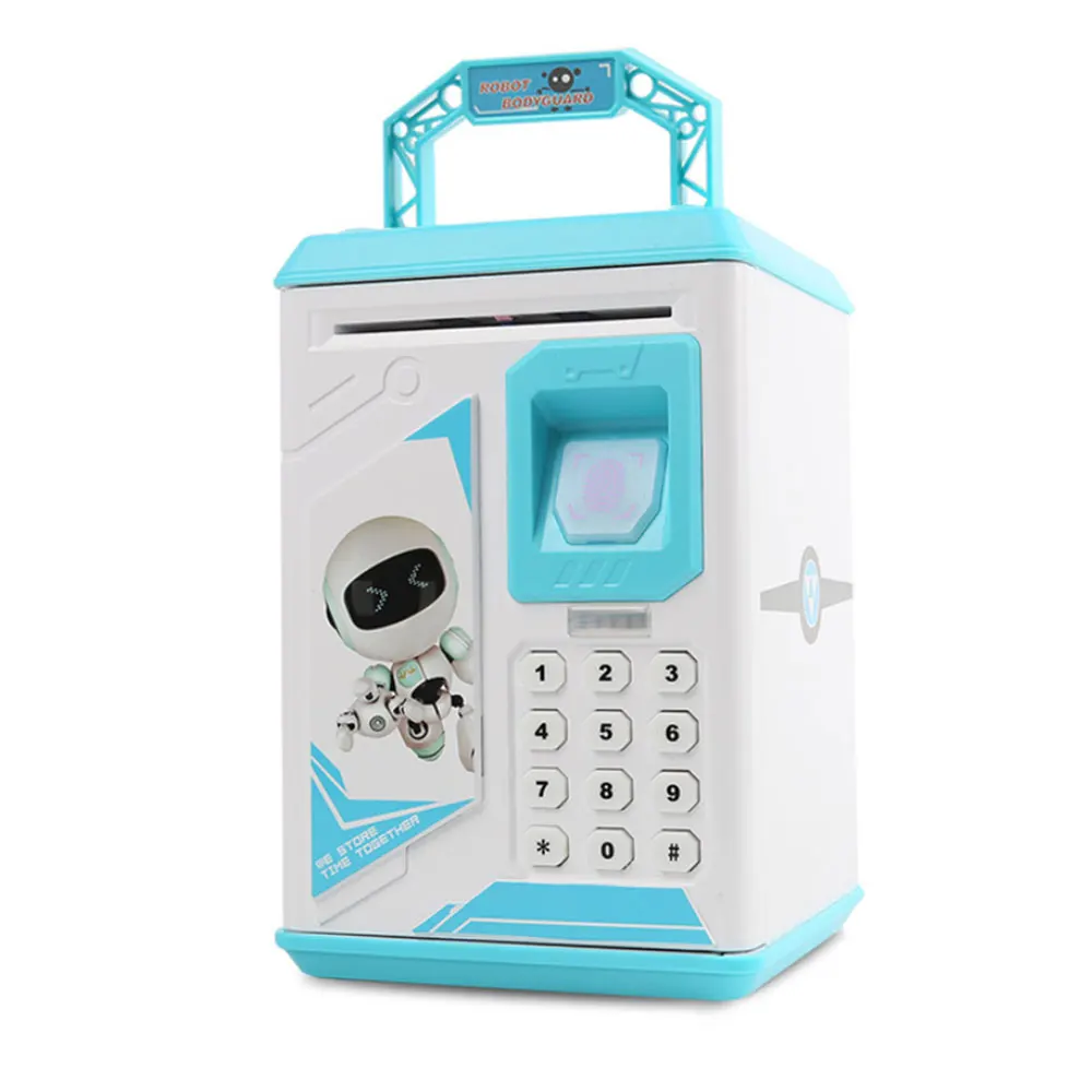 Blue Piggy игрушечный банк для безопасности детей ATM Копилка экономия денег поле музыка денежный ящик Электронная Копилка Бумага деньги монета банка для подарка - Цвет: Blue