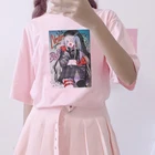 Футболка женская в японском стиле, аниме одежда в стиле Харадзюку, милый летний топ в стиле эмо для девушек и женщин, розовая футболка в японском стиле, Y2k