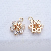 hot sale diy earring pendant accessories real gold plated zircon snowflake earrings handmade chain pendant