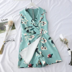 Женский комбинезон с поясом, с цветочным принтом, вечерние рукавов, 2021