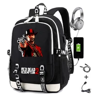 red dead redemption 2 backpack with usb charging boys girls school bag casual men travel laptop backpack student bookbag