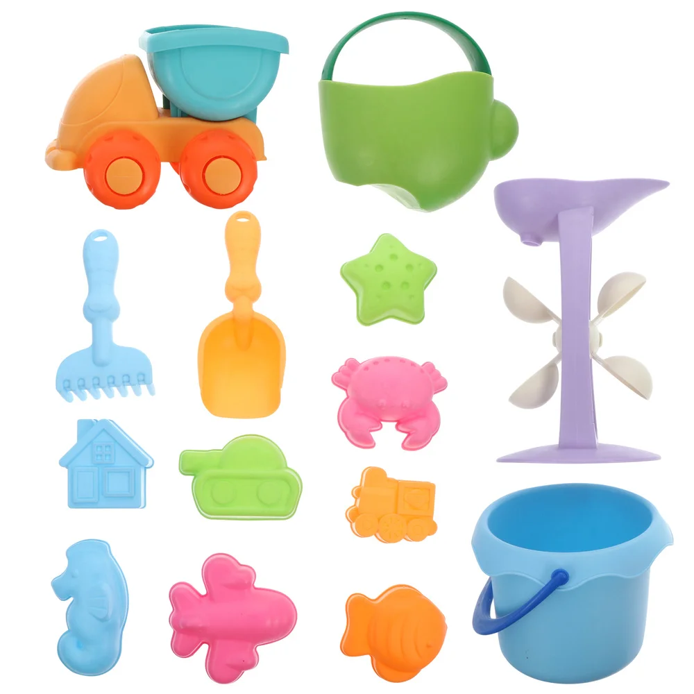 

14pcs Toddlers Beach Sand Playing Sand Bucket Truck Shovel for Kids