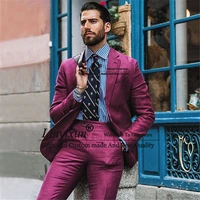 handsome mens suit 2 piece set casual business blazer wedding male tuxedo groom wear tailored prom terno masculinojacketpants