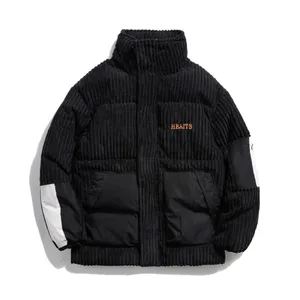 NoEstamal Corduroy Warm Parka Stand Coat Winter Men Harajuku Cotton Jacket Male Streetwear Hip Hop B