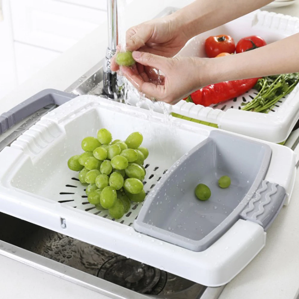 

Kitchen Multifunctional Thick Plastic Chopping Board Sink Drain Basket Cutting