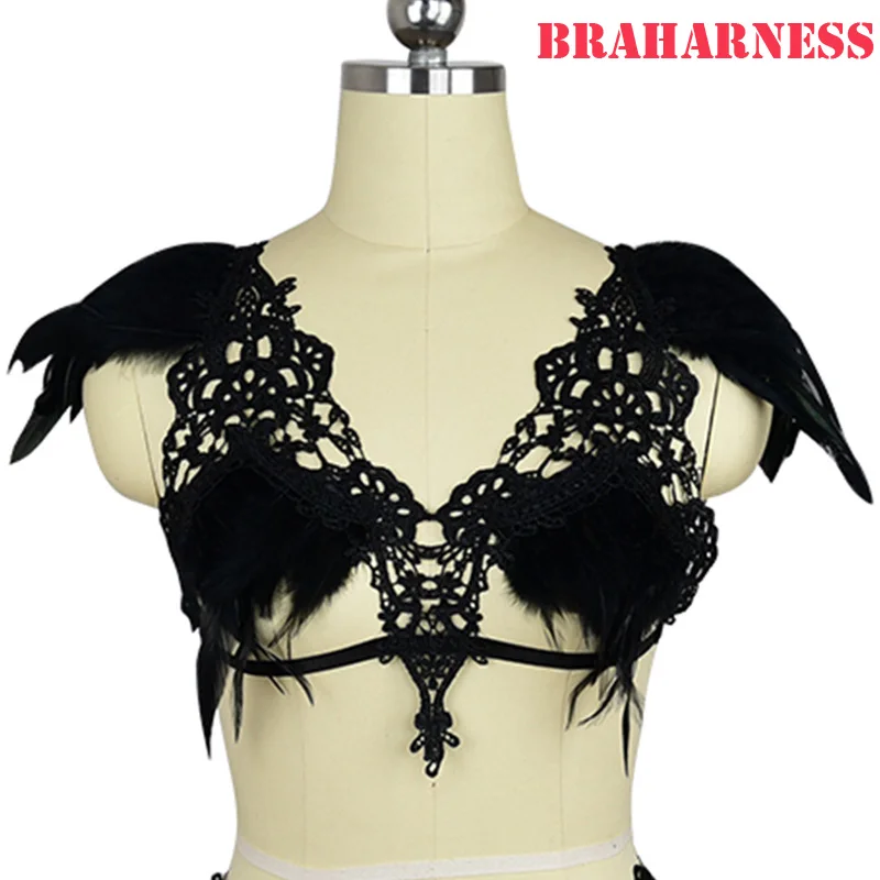 

Женский праздничный Готический плечевой ремень с натуральными перьями