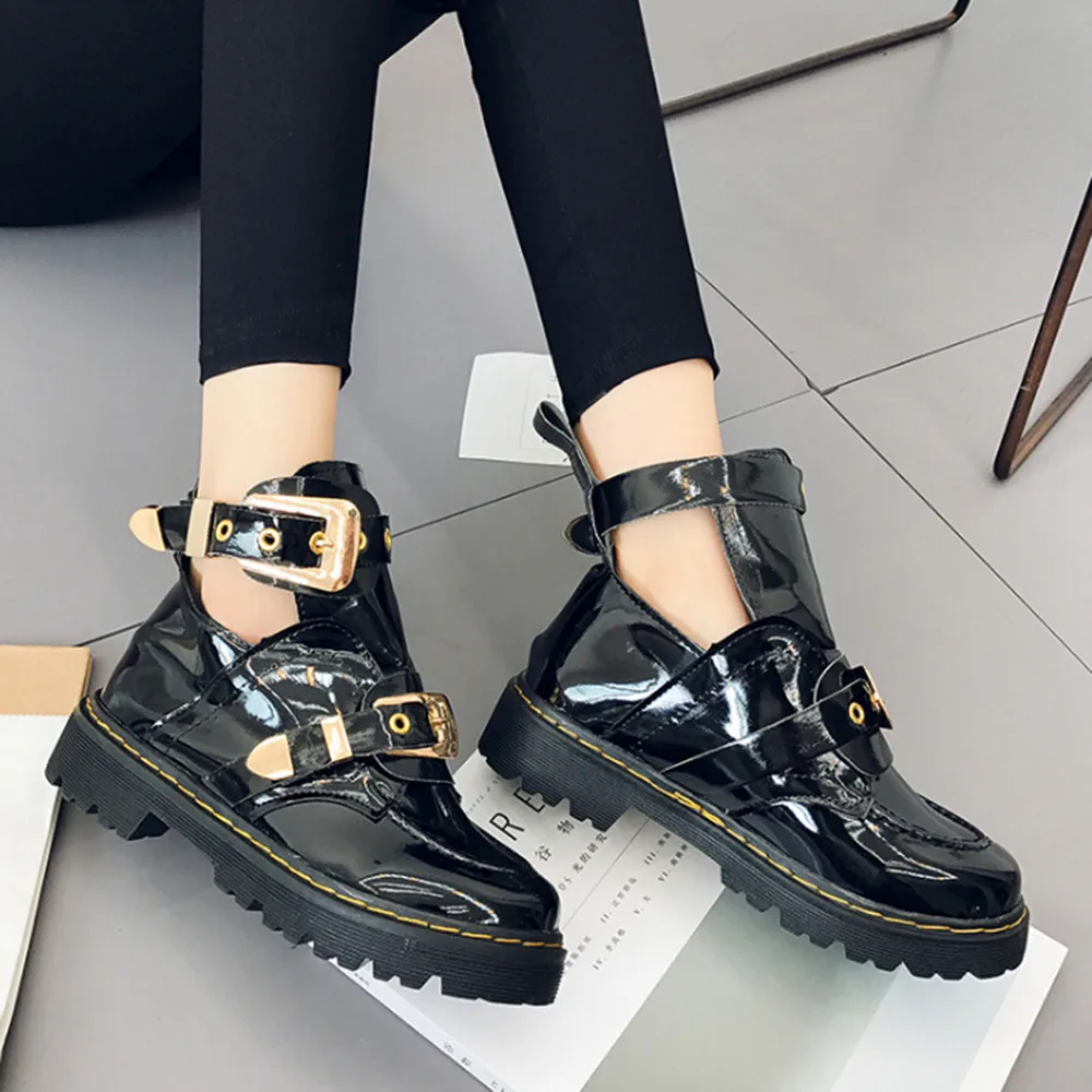 

Nice Nice Buckle Ankle Boots For Women Fashion Brand Low Heel Shoes Women Motorcycle Boots Spring Autumn Boots Women